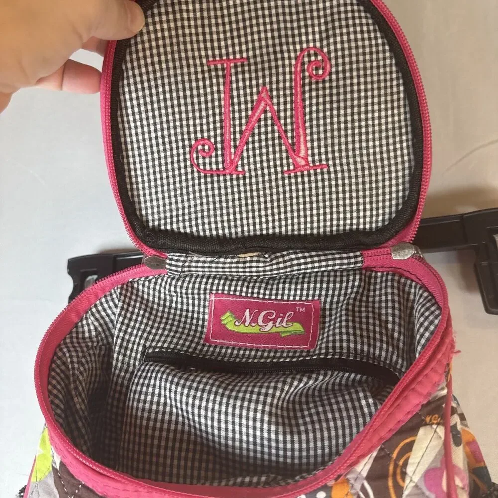 N. Gil Owl Mini Backpack With Pink Monogram The Letter M Preowned